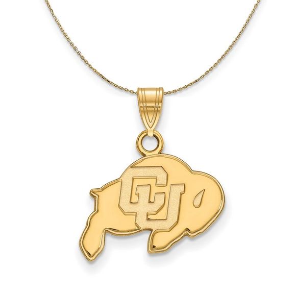 14k Yellow Gold U of Colorado Small Logo Necklace - 24 Inch